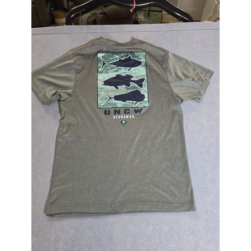 Real Tree Fishing Men's S UNCW Performance S/S Shirt Grey Seahawks